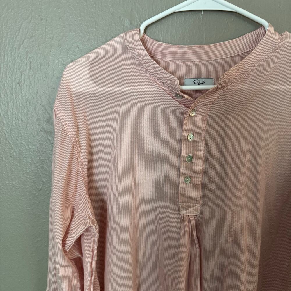 Rails Light Pink Popover Button Up Size Small Cas… - image 2